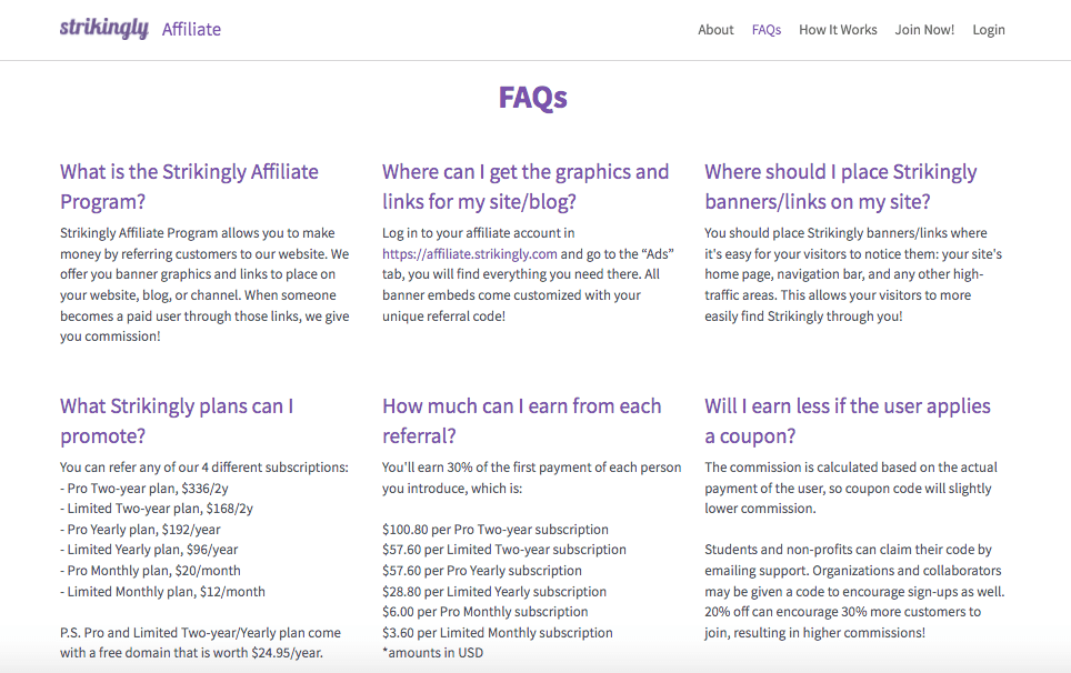 FAQs of Strikingly's affiliate program FAQs of Strikingly's affiliate program